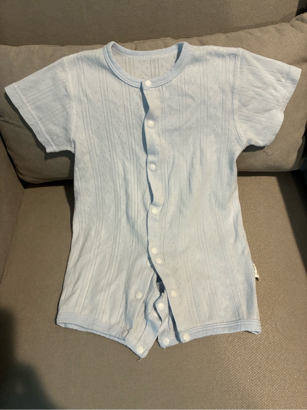Baby Short-Sleeve Button Romper - Light Blue 6-12m